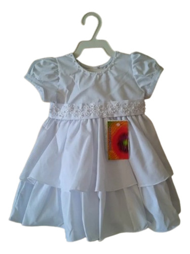 Vestido Bebê Festa Batizado Bordado Pérolas Tam P,m,g