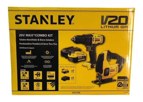 Kit Inalambrico V20 Fatmax Taladro+caladora Stanley Scdj760