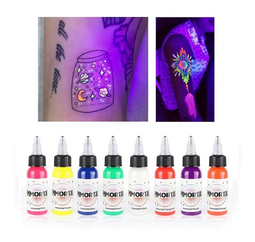 Tintas Para Tatuar Uv Brilla Noche Luz Fluorescente 1/2 Onza