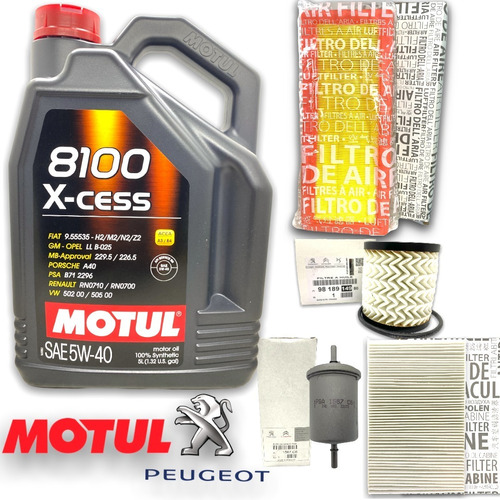 Kit 4 Filtros + Aceite Motul 8100 Peugeot 208 Gt Gti 1.6 Thp