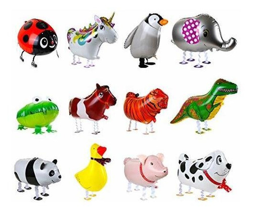 12pcs Caminar Cute Globos De Animales De Granja Para La...