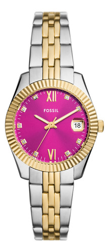 Reloj Mujer Fossil Scarlette De Acero Inoxidable1 Correa Dorado/plateado