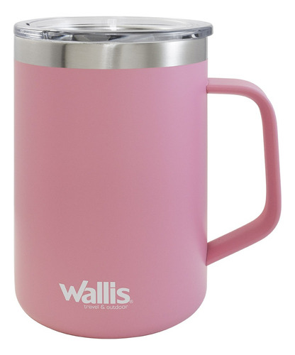 Taza Térmica Con Doble Capa De Acero Inoxidable, 420 Ml Color Rosa Liso