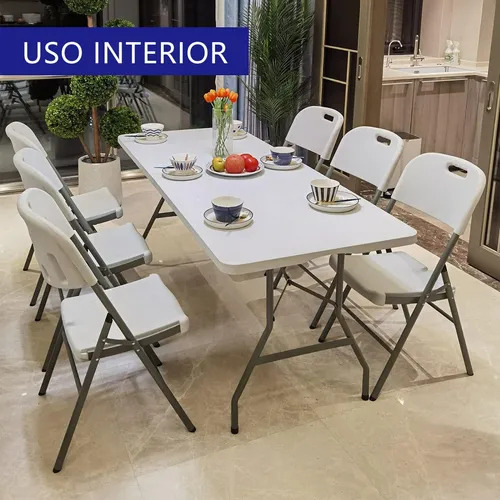 Mesa Rectangular Plegable Plástico Duro 1.80 Metros