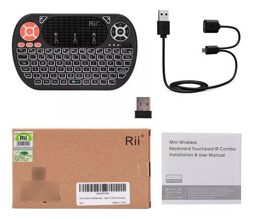 Rii Mini teclado inalámbrico, teclado inalámbrico F8 2.4G con panel táctil,  mouse combinado, aprendizaje por infrarrojos, controlador de teclado