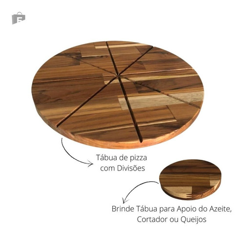 Imagem 2 de 6 de Tabua Pizza Forno A Lenha Pizzada 8 Divisões 40cm + Brinde
