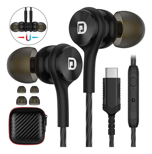 Auriculares Con Cable Conector Usb-c Con Microfono - Negro