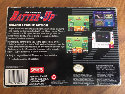 Videojuego Nintendo Snes Super Batter Up Namco 1992 En Caja (Usado)