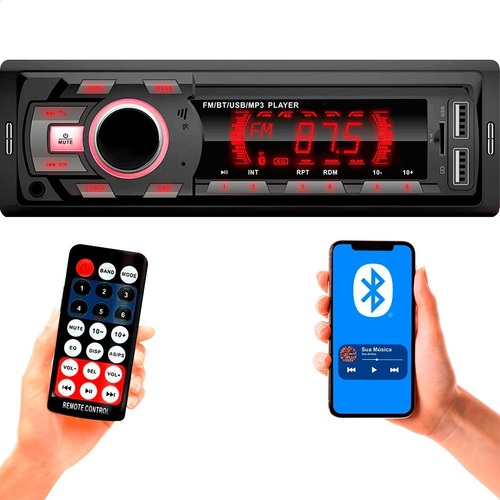 Toca Som Pra Carro 4 Saídas De 25 Watts Com Bluetooth 2 Usbs