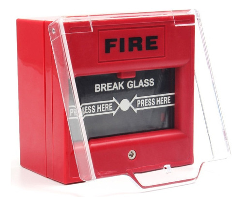 Pulsador Avisador Botón Manual Incendio Económico Con Vidrio