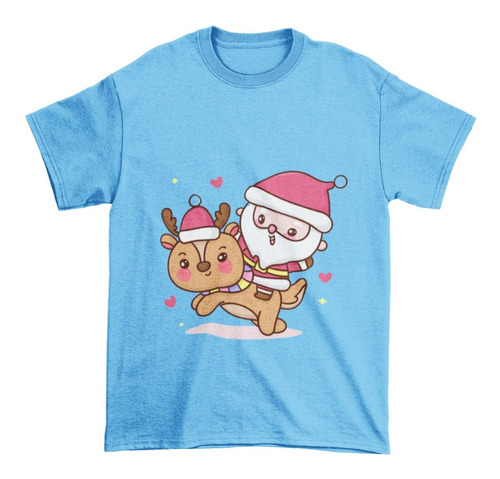 Polera Juvenil Niña Niño Papa Noel Santa Navidad Algodon 