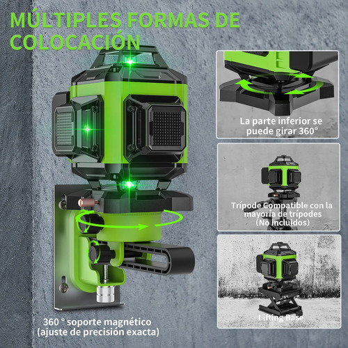 Soporte Giratorio 4d Nivel Láser De 16 Líneas Autonivelacion