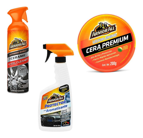 Combo Coche Armor All Protector Rin E Interiores Y Cera