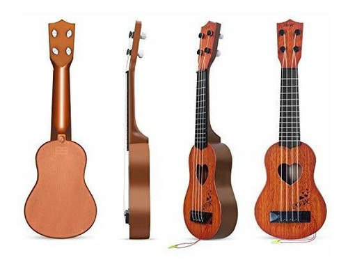 Guitarra Marron 4 Cuerdas 17 Pulgadas Con Armonica Para Niño Marrón