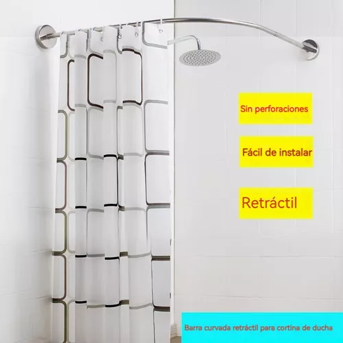 Barra de cortina de ducha ajustable en forma de L, barra de cortina de  ducha de esquina de acero inoxidable extensible, sin perforaciones, poste  de