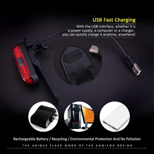 Imagen 4 de 10 de Luz Led Trasera Recargable Bicicleta