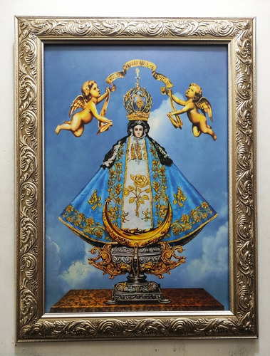 Virgen De San Juan De Los Lagos En Marco Plateado A 47 X 35 