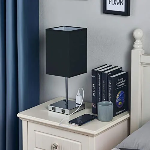 Lámpara De Mesa Táctil 2 Puertos Usb Y Enchufes Lám...