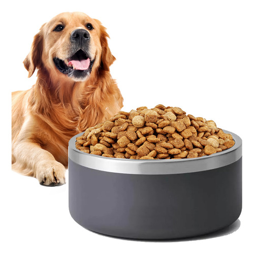Plato De Acero Inoxidable Tazón Antiderrapante Para Perros Y Color Gris Oscuro
