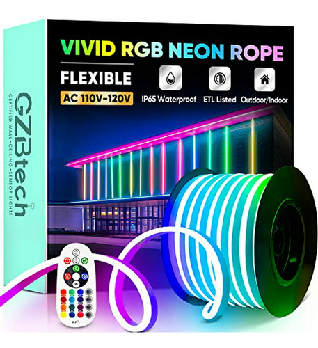 Luces Led De Neón Rgb De 20m, Ac 110-120v, Resistente Al Agu