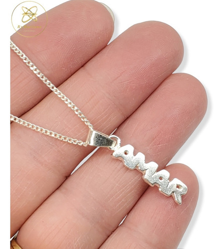 Imagen 3 de 5 de Dije Plata Letras Palabra Amar 25 X 5mm