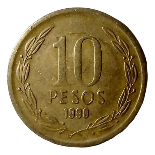 Moneda 10 Pesos 1990 Mula Borde Grueso Chile Colección