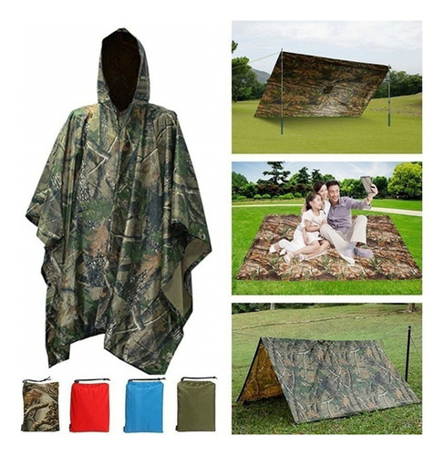 Poncho De Camuflaje Impermeable Capa Tienda Mili [u]