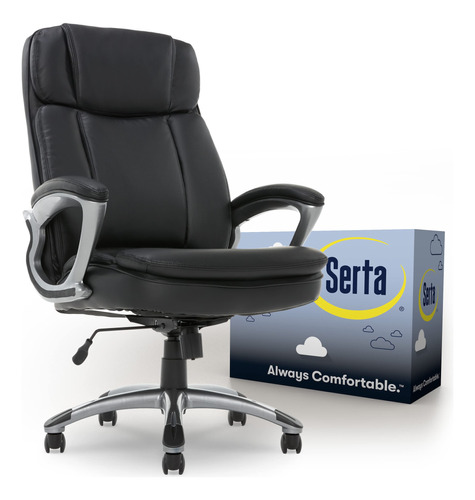 Serta - Silla Ejecutiva De Piel Sinttica, Color Negro