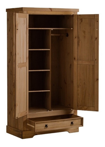 Imagen 2 de 2 de Ropero La Cueva Muebles Naturale 082 color nogal de madera maciza con 2 puertas batientes
