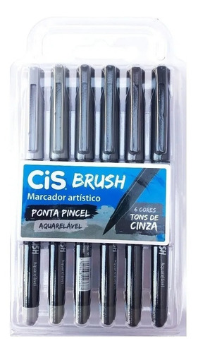 Brush Pen Cis - 6 Tons De Cinza Aquarelável