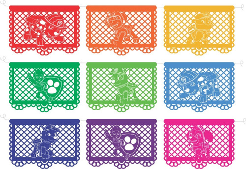 Decoración Papel Picado Tiras Patrulla Cachorros 10 Pz 