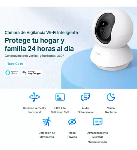 Cámara de Seguridad Wi-Fi Tapo C210 360° 3MP 2K + SD 256GB TP LINK