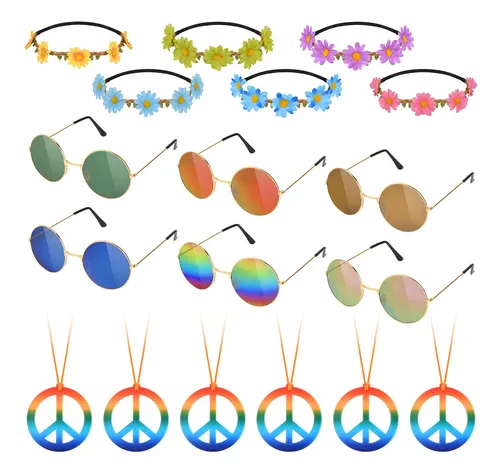 Juego De Accesorios Para Disfraz Hippie Hotusi, 18 Piezas, A