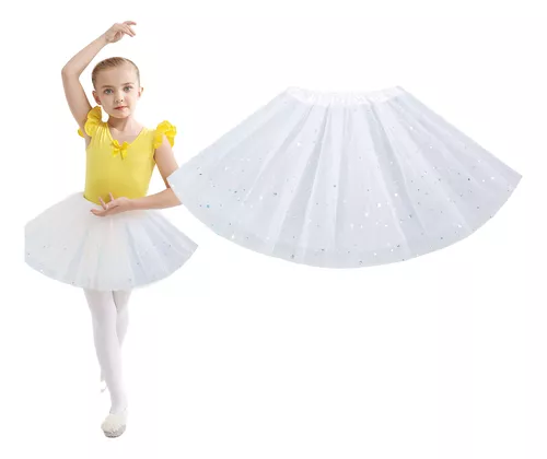 Tutú para Ballet y Danza - Falda de Tul con Lunares para Niña y Mujer Color  Blanco