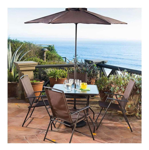 Juego De Comedor Menorca 4 Personas Chocolate Aire Libre
