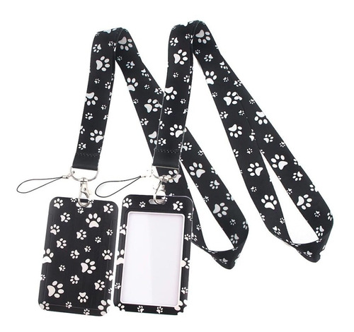 Lanyard Patitas Huellas Mascota + Portacredencial Perro Gato