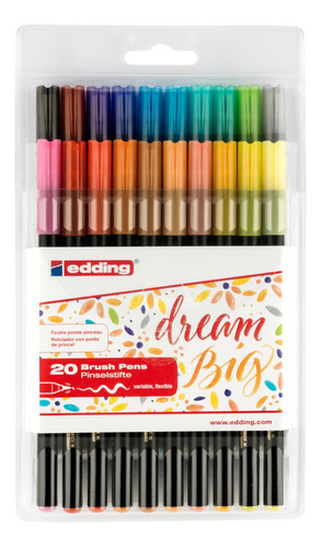 Marcador Para Papel Punta Pincel Edding 1340 Set 20 Colores