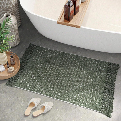 Alfombra De Baño Verde Livebox Boho, Lavable, De 2' X 3', E