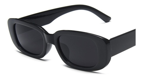 Lentes De Sol Retro Rectangular Negro