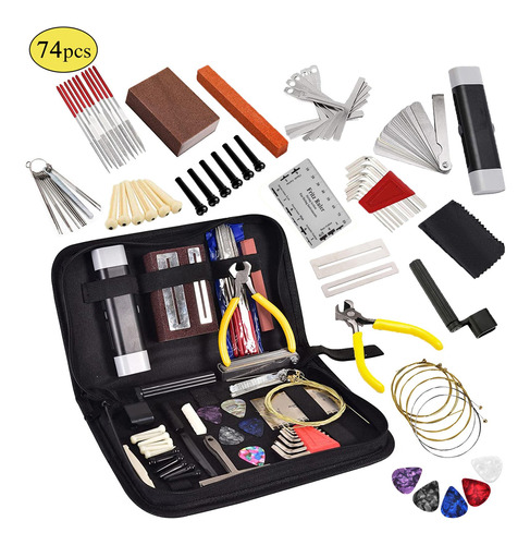 Kit De Herramientas De Guitarra De 74 Piezas Con Bolsa De Tr