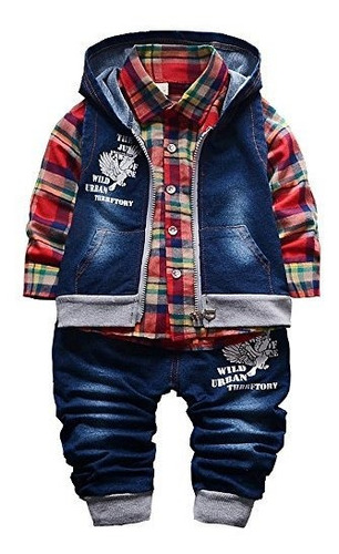 Yao Primavera Otoño Baby Boys 3pcs Ropa Conjunto Camisa De A