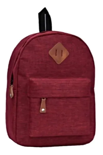 Mochila Universitaria A4 Clasica Lona Cordura Unisex Bordo