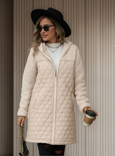 Abrigo De Felpa Con Cremallera Y Capucha De Moda Para Mujer