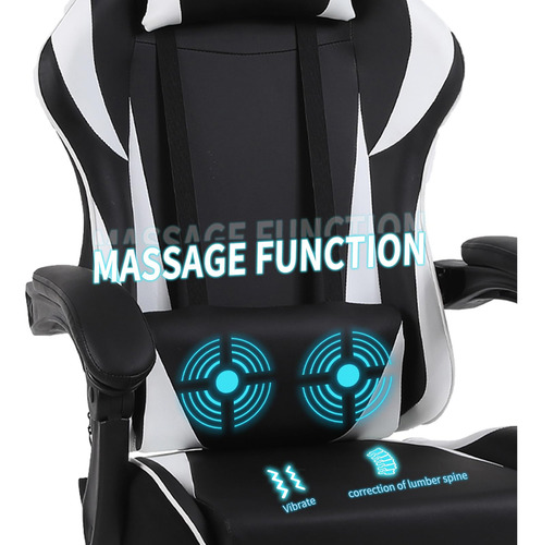 Silla De Juegos Con Reposapiés Almohada Lumbar De Masaje