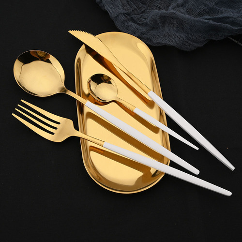Conjunto De Louças De Ouro Rosa, 16 Peças, Espelho, Aço Inox