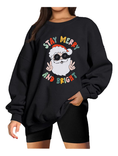 Sudadera Navidad Para Mujer Estampado Papa Noel Stay Merry