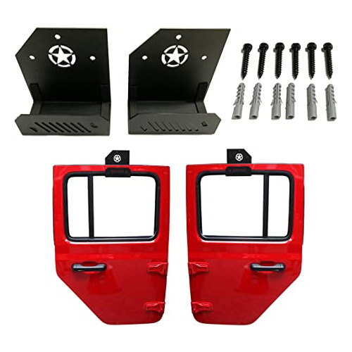 2 Soportes De Puerta Montaje Pared Compatible Jeep Wran...