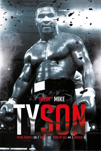 Poster De Mike Tyson - Boxing Record - 90 X 60 Cm
