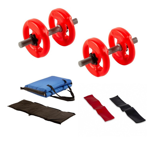 Kit 10 Kg Par De Mancuernas + Colchoneta + Bandas Famfit