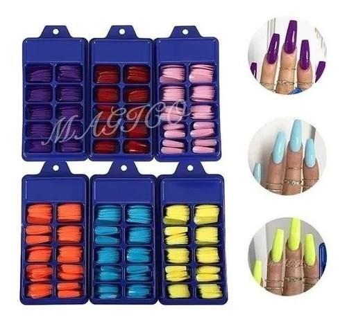 Tips Coffin Ballerina Colores 100 Unidades Uñas Esculpida